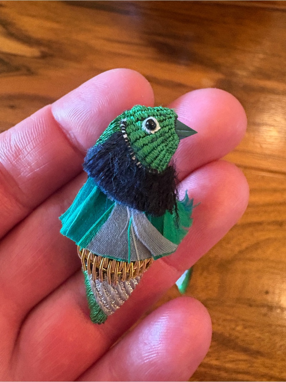 Mignonne Gavigan Teal, Blue & Green Bird Feather Clip Earrings - Picture 2 of 3